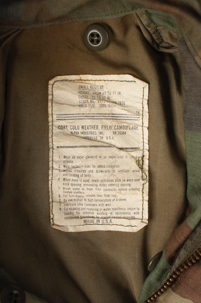 1990s Alpha Industries M-65 Woodland Camo Field Jacket (S)
