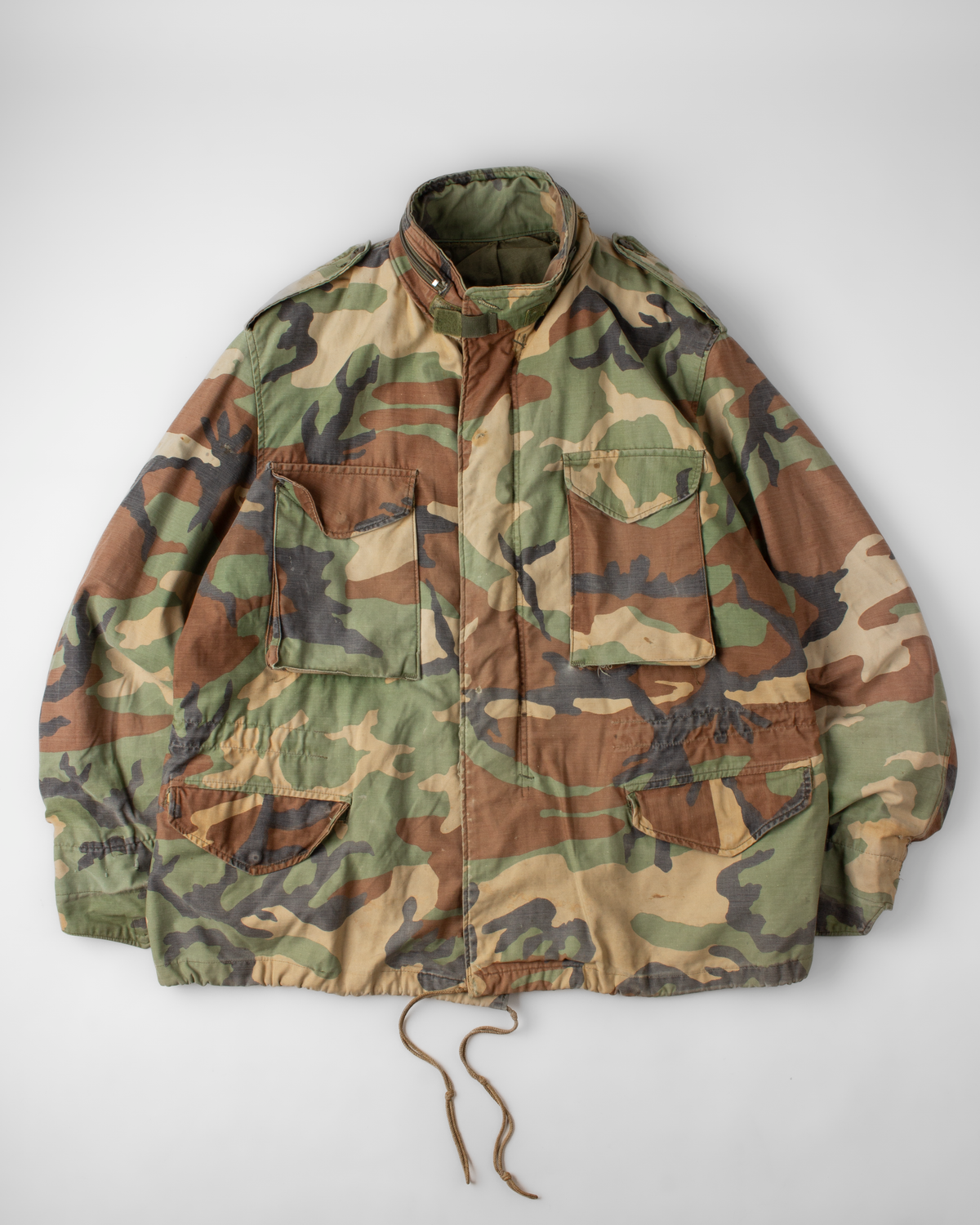1980s US Army M-65 Woodland Camo Field Jacket (XL)