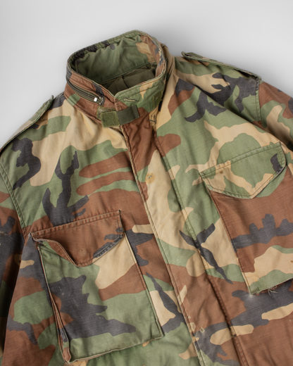 1980s US Army M-65 Woodland Camo Field Jacket (XL)