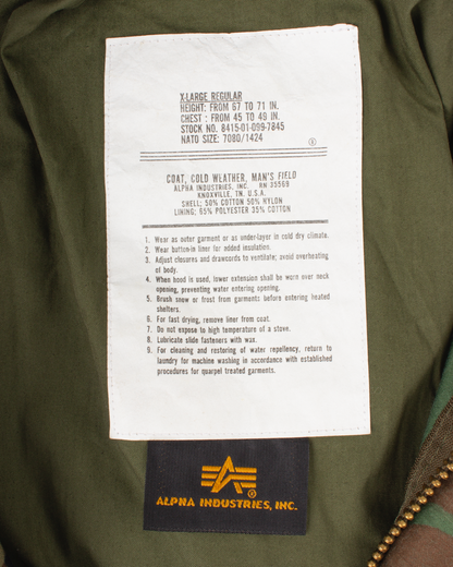 Vintage Alpha Industries M-65 Woodland Camo Field Jacket – Made in USA