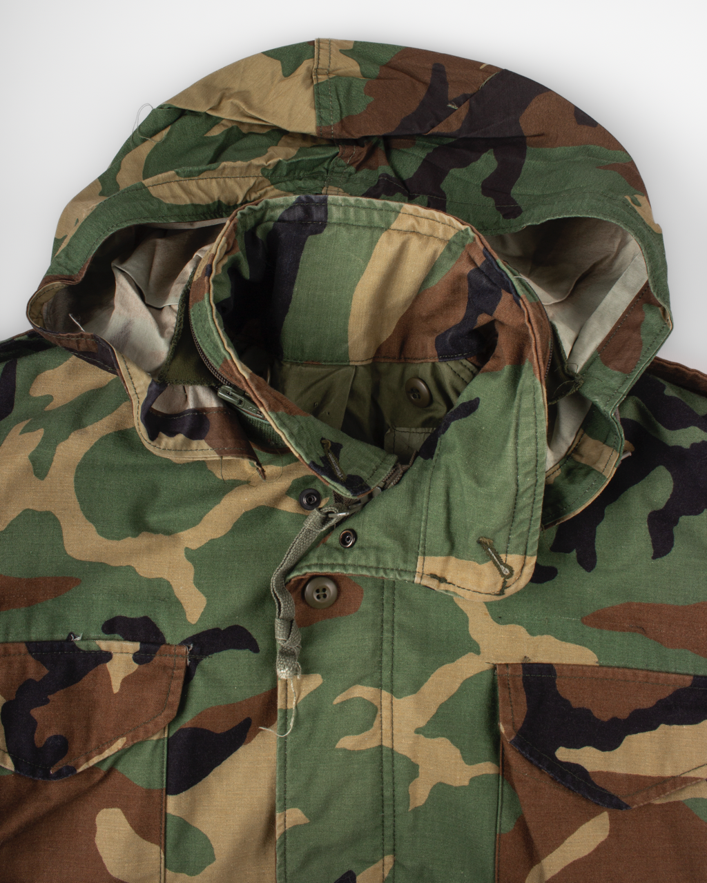1980s U.S. Army M-65 Woodland Camo Field Jacket (M)