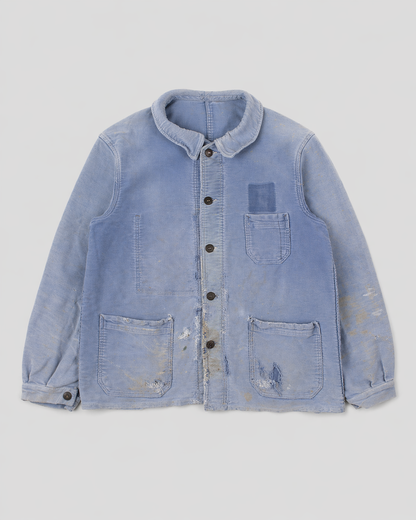 french blue moleskin work jacket faded bleu de travail patiné français 