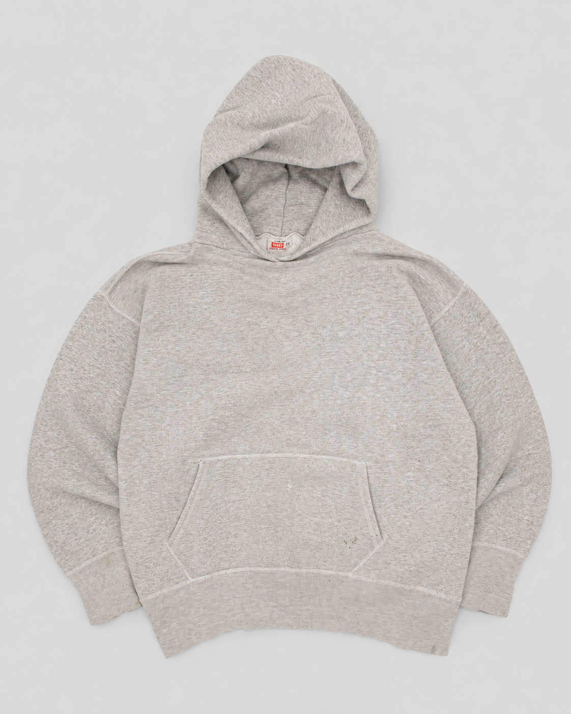 Gray hoodie on a light gray background two tones afterhood afterhoodie Hanes 60s thermal double face truevintage