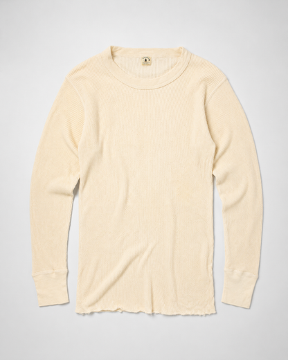 1980s Cream Thermal waffle knit tee (L)