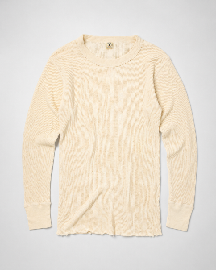 1980s Cream Thermal waffle knit tee (L)