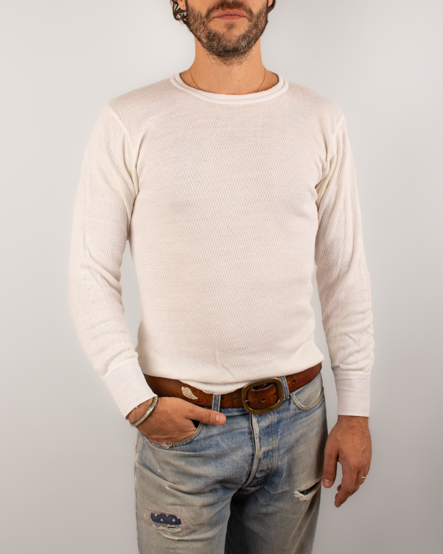 1970s Thermal waffle knit tee (L)