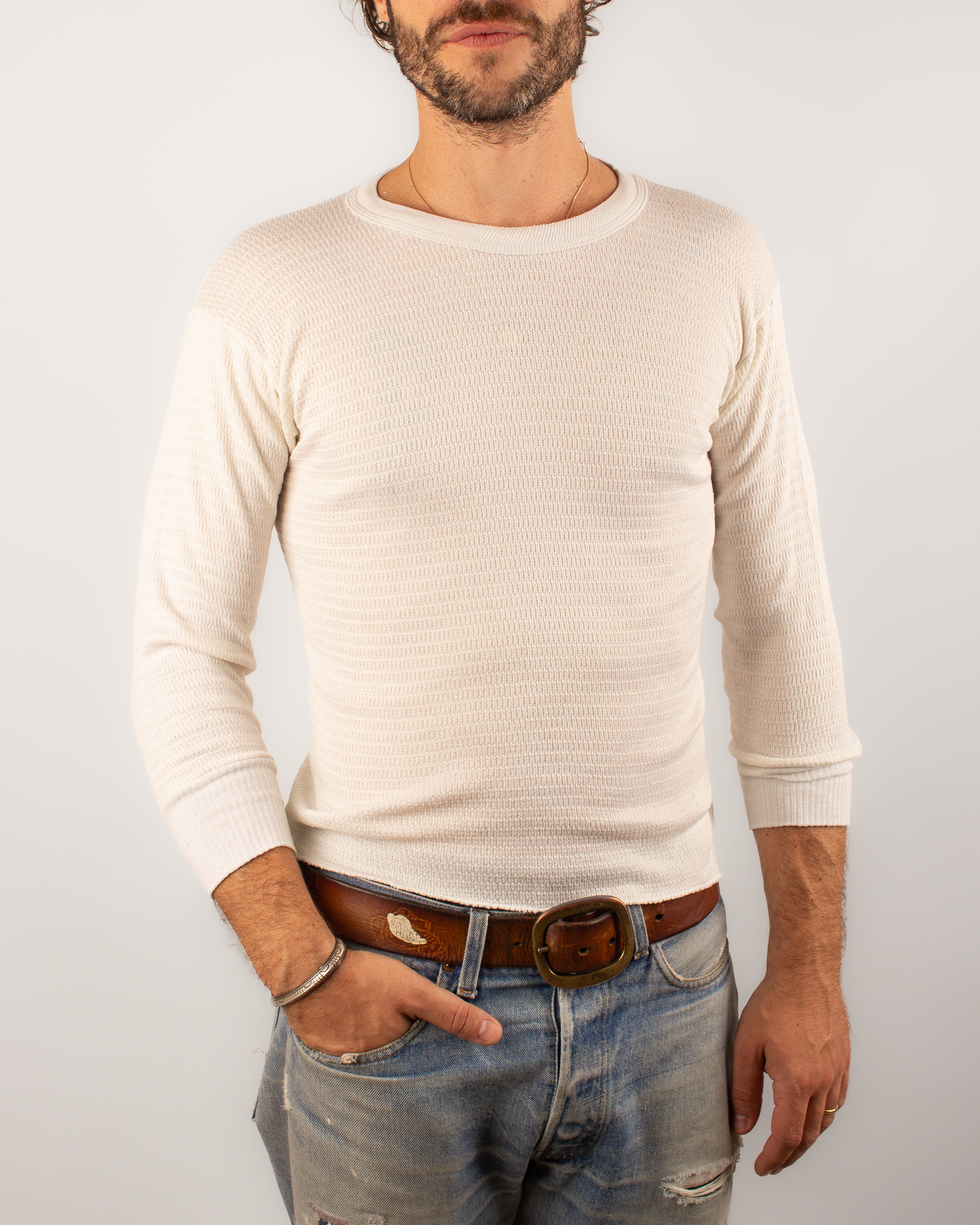 1980s Hanes Thermal waffle knit tee (S)