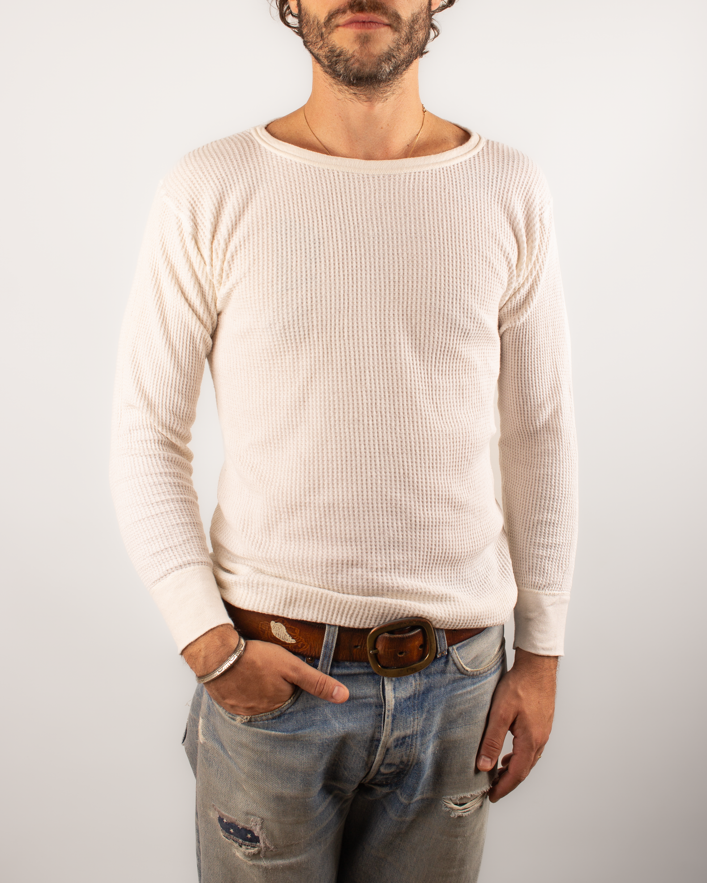 1990s Thermal waffle knit tee (M)