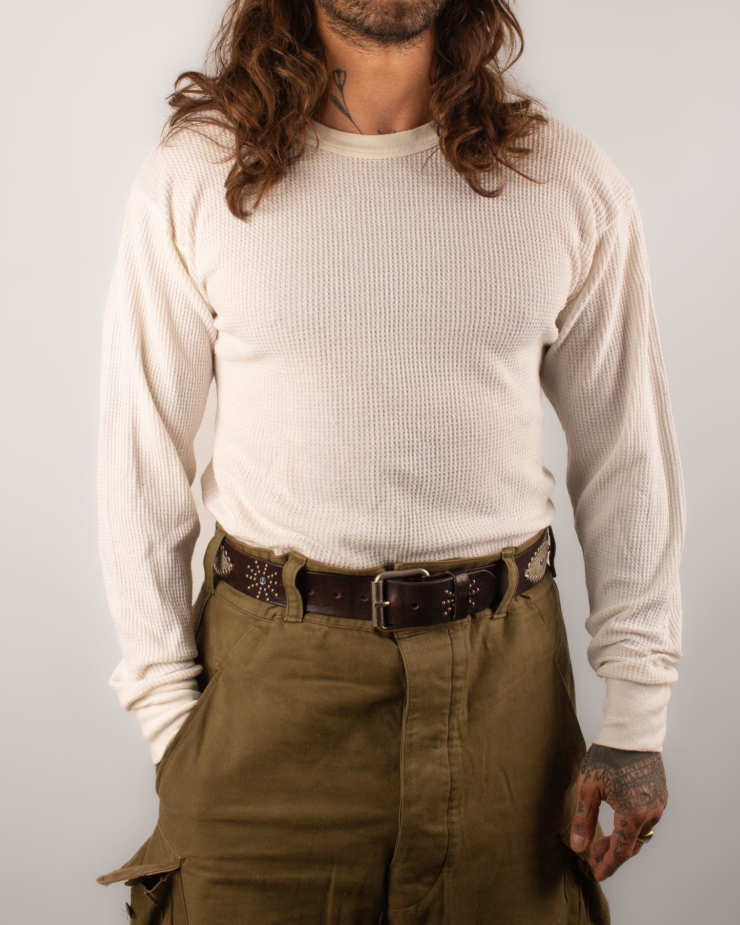 1990s Hanes Thermal waffle knit tee (XL)