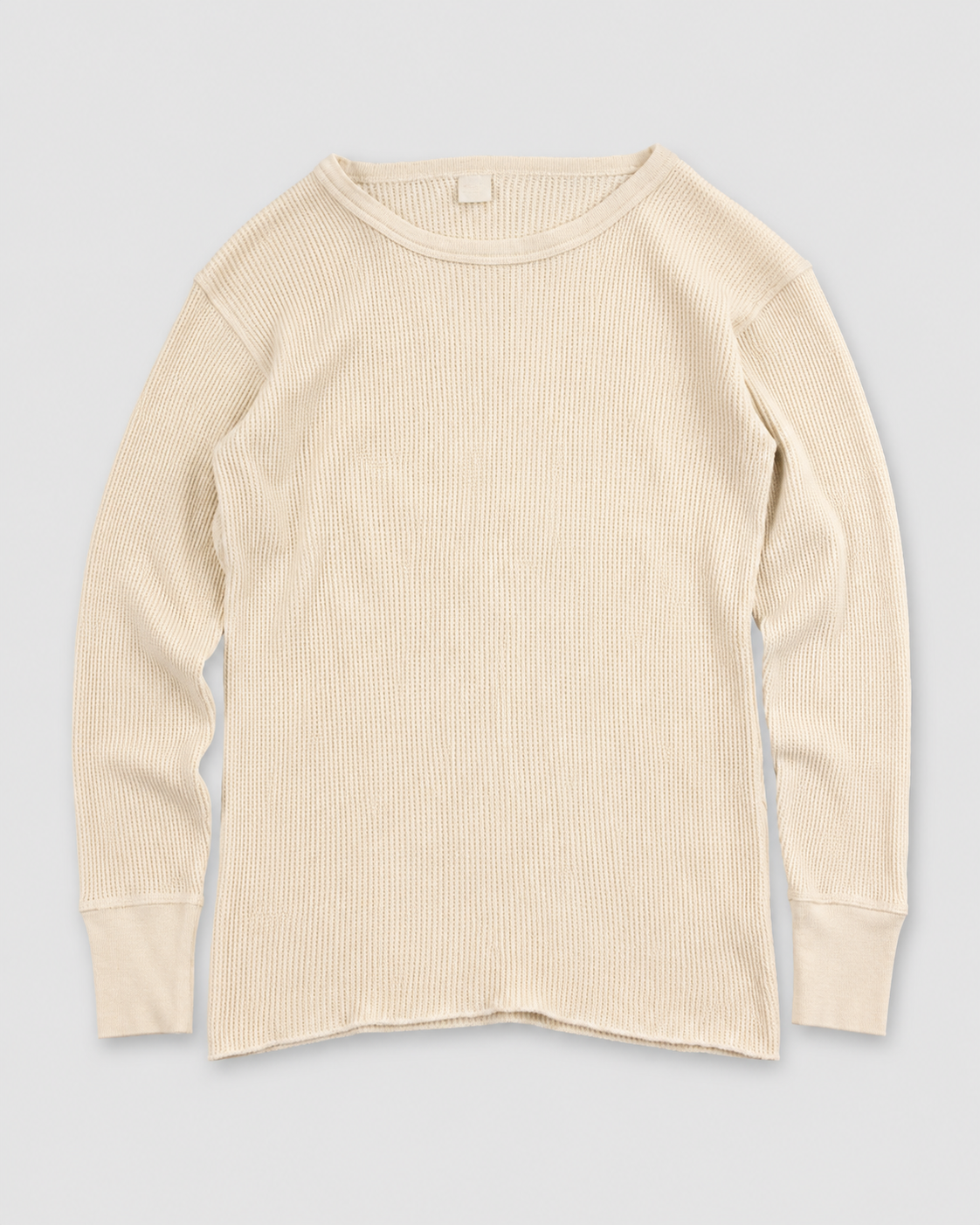 1980s cream Thermal waffle knit tee (S)