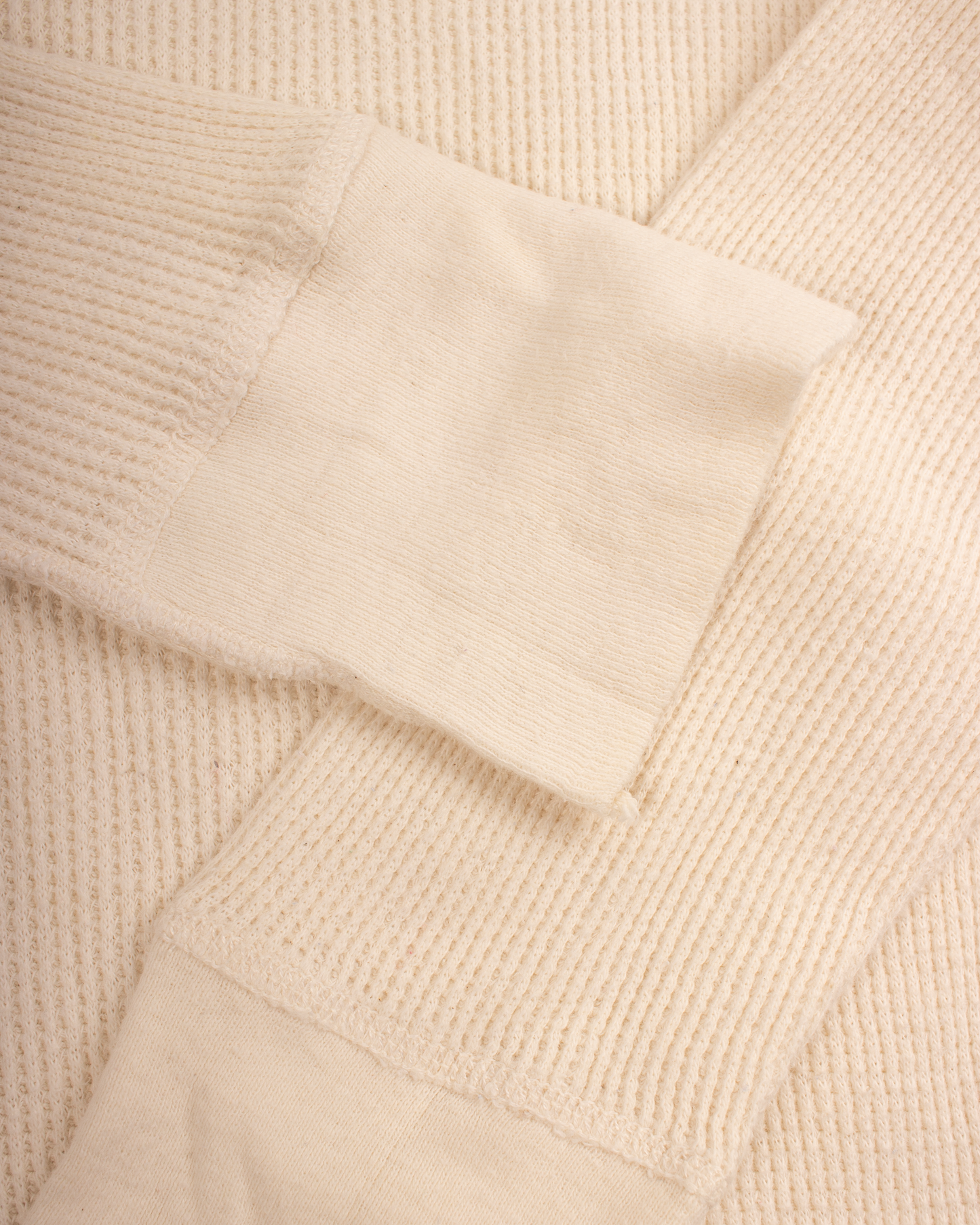 1980s cream Thermal waffle knit tee (S)