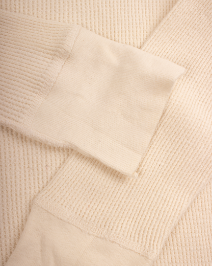 1980s cream Thermal waffle knit tee (S)