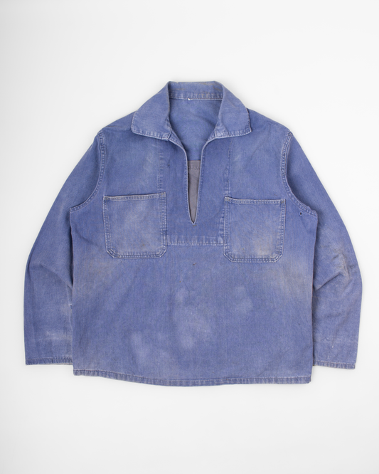 fisherman vareuse sailor sailing smock jacket french 1960s bleu de travail french workwear work jacket