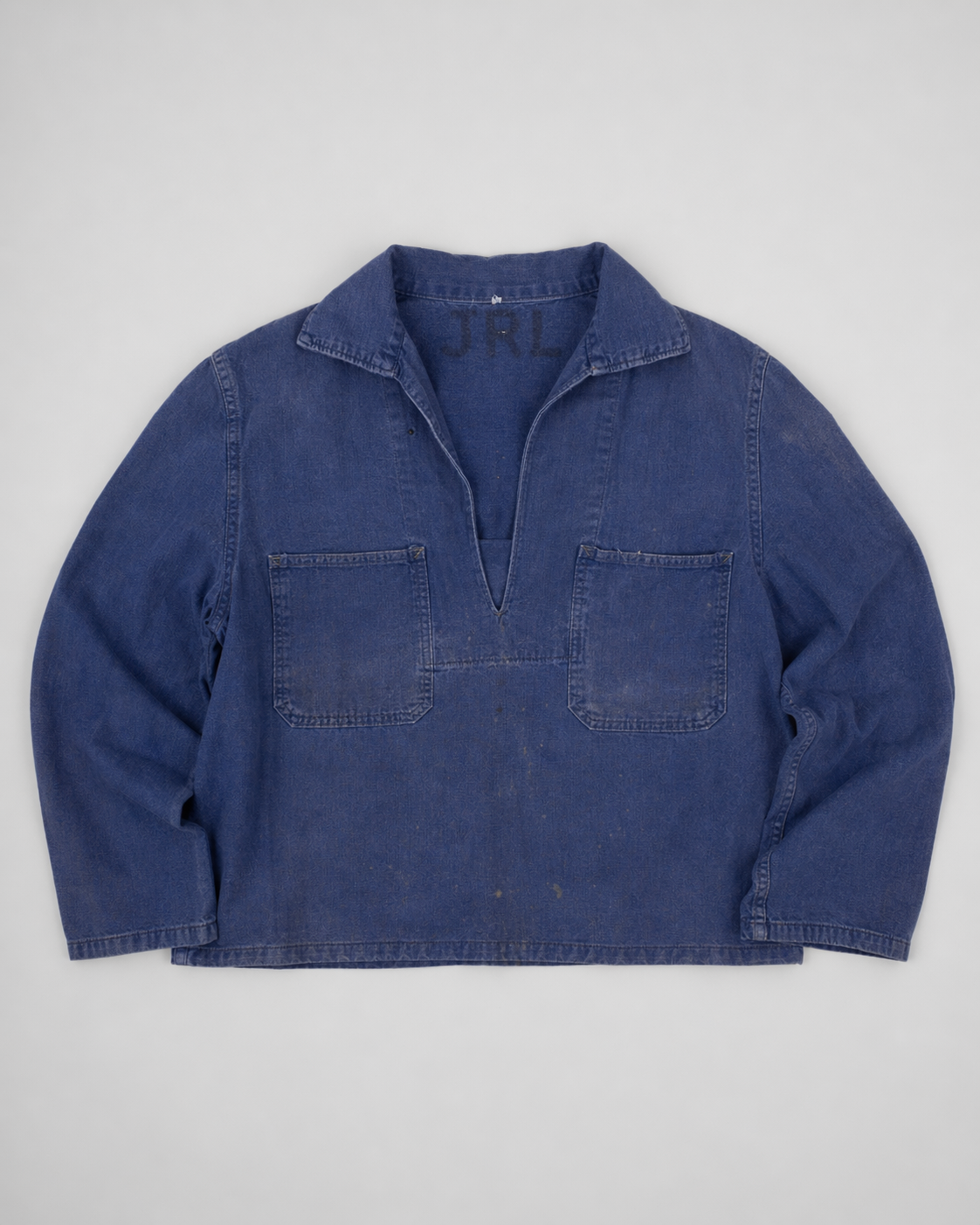 french blue vareuse fisherman marin sailor sailing blouse smoke smock jacket overshirt 1960s