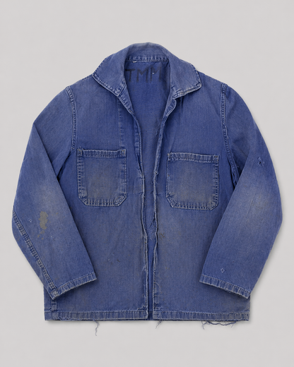 french blue vareuse fisherman marin sailor sailing blouse smoke smock jacket overshirt 1960s