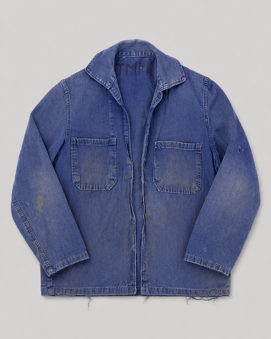french blue vareuse fisherman marin sailor sailing blouse smoke smock jacket overshirt 1960s