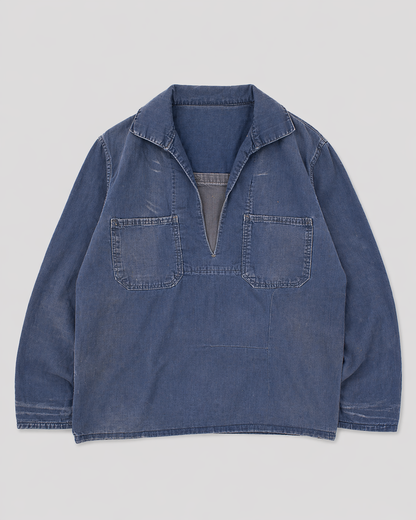french blue vareuse fisherman marin sailor sailing blouse smoke smock jacket overshirt 1960s