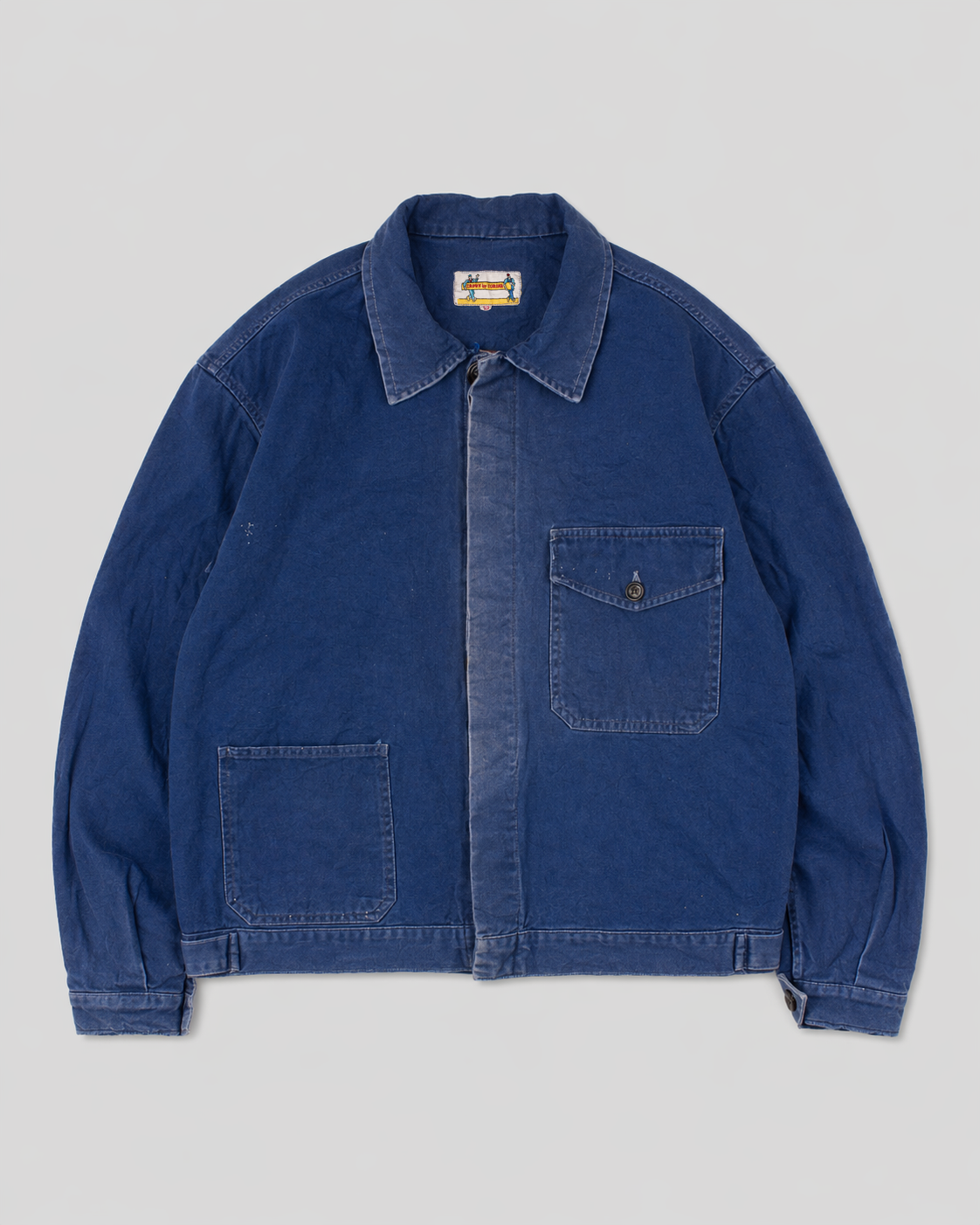 french blue moleskin work jacket faded bleu de travail patiné français cyclist cycliste blouson 