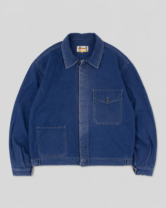 french blue moleskin work jacket faded bleu de travail patiné français cyclist cycliste blouson 