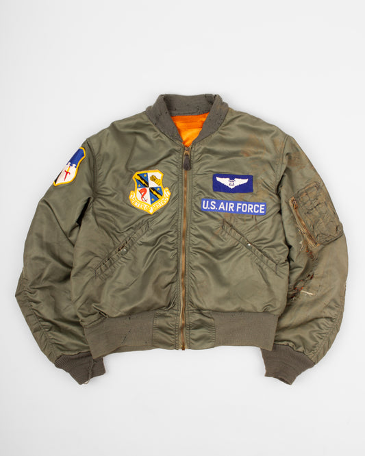 1960s L-2B Flight Jacket, USAF Bomber Jacket, Vietnam Era Flight Jacket, Military Aviation Jacket, Vintage Air Force Jacket, Sage Green Bomber, Military Flight Jacket, Vintage USAF Clothing, Made in USA Military Jacket, Collectible Flight Jacket, true vintage MA1, M-A1, reversible jacket. L2B WEP BEUER