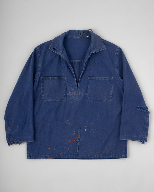 french blue vareuse fisherman marin sailor sailing blouse smoke smock jacket overshirt 1960s