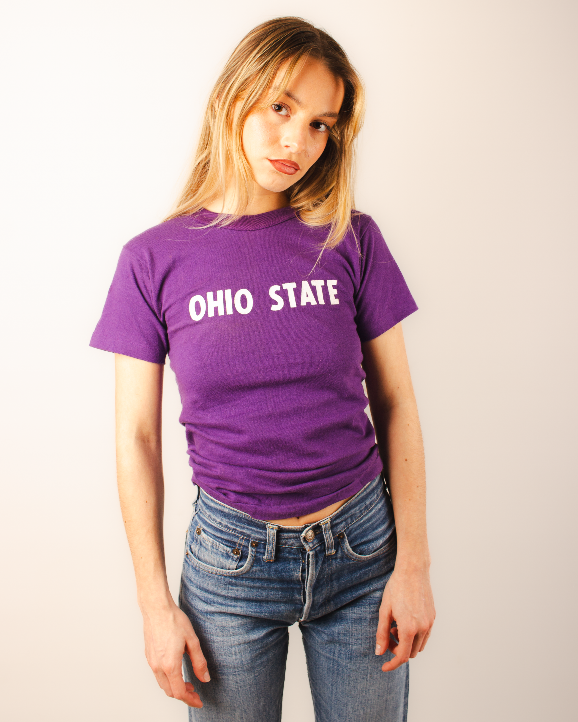 single stitch I Love NY I love new york college tee harvard university highschool printed t-shirt 1970s 70s baby tee crop t-shirt vintage cropped tee 