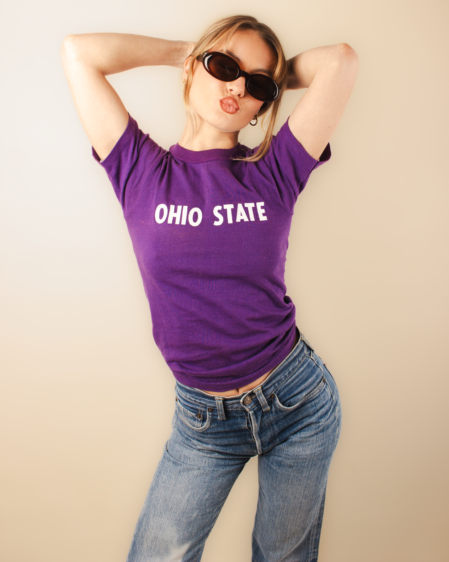 single stitch I Love NY I love new york college tee harvard university highschool printed t-shirt 1970s 70s baby tee crop t-shirt vintage cropped tee 