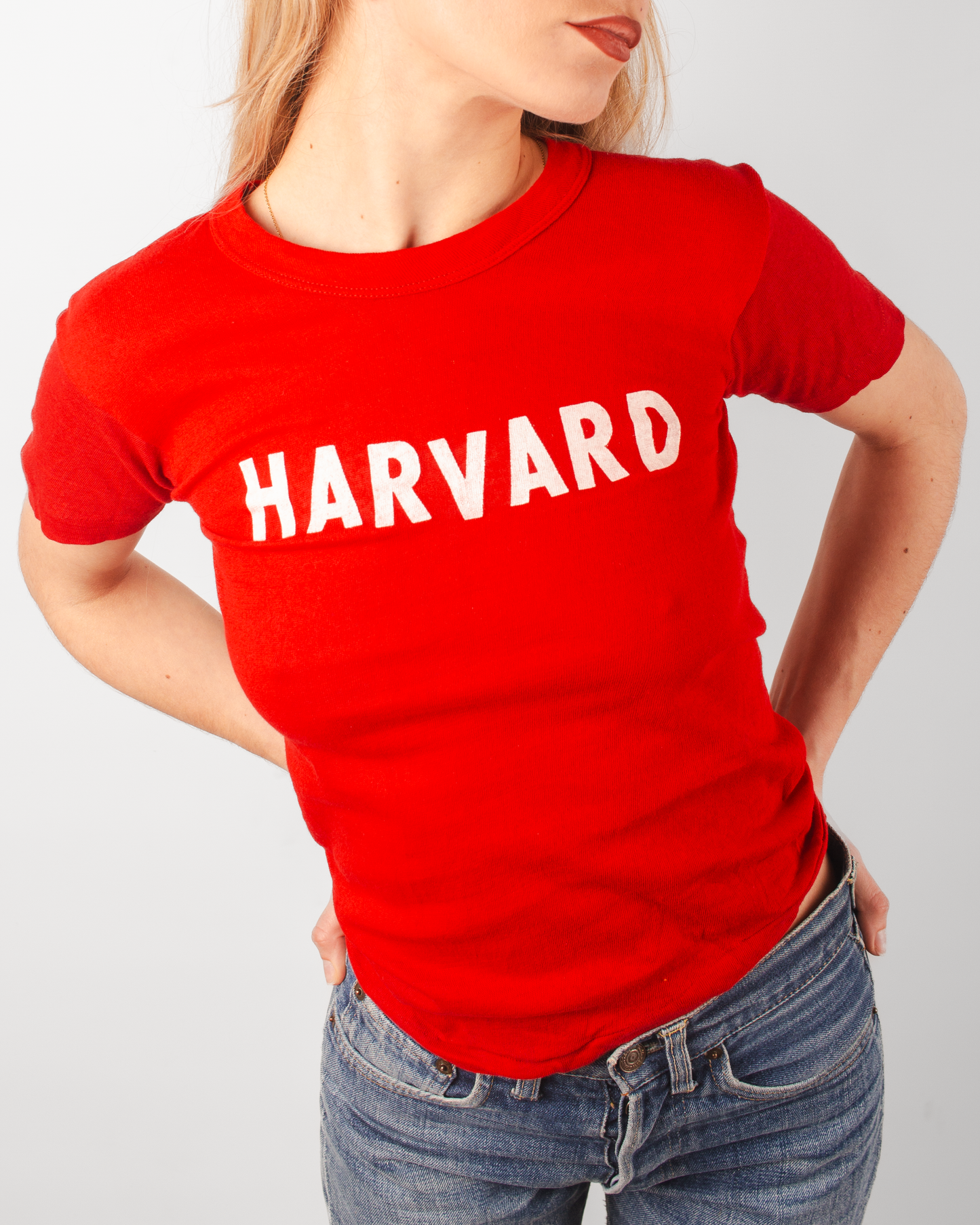 single stitch I Love NY I love new york college tee harvard university highschool printed t-shirt 1970s 70s baby tee crop t-shirt vintage cropped tee 
