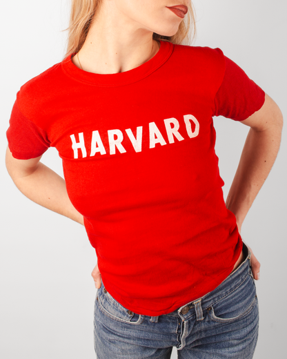 single stitch I Love NY I love new york college tee harvard university highschool printed t-shirt 1970s 70s baby tee crop t-shirt vintage cropped tee 